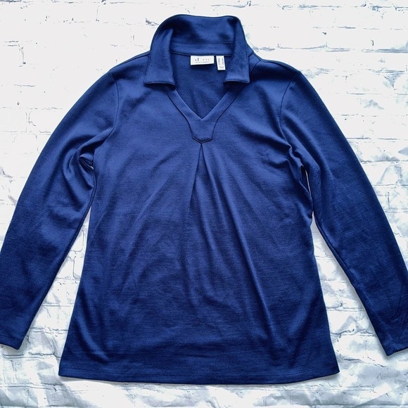 NWOT Women’s Small Denim + Company LS Collared Pullover Shirt - Picture 1 of 7